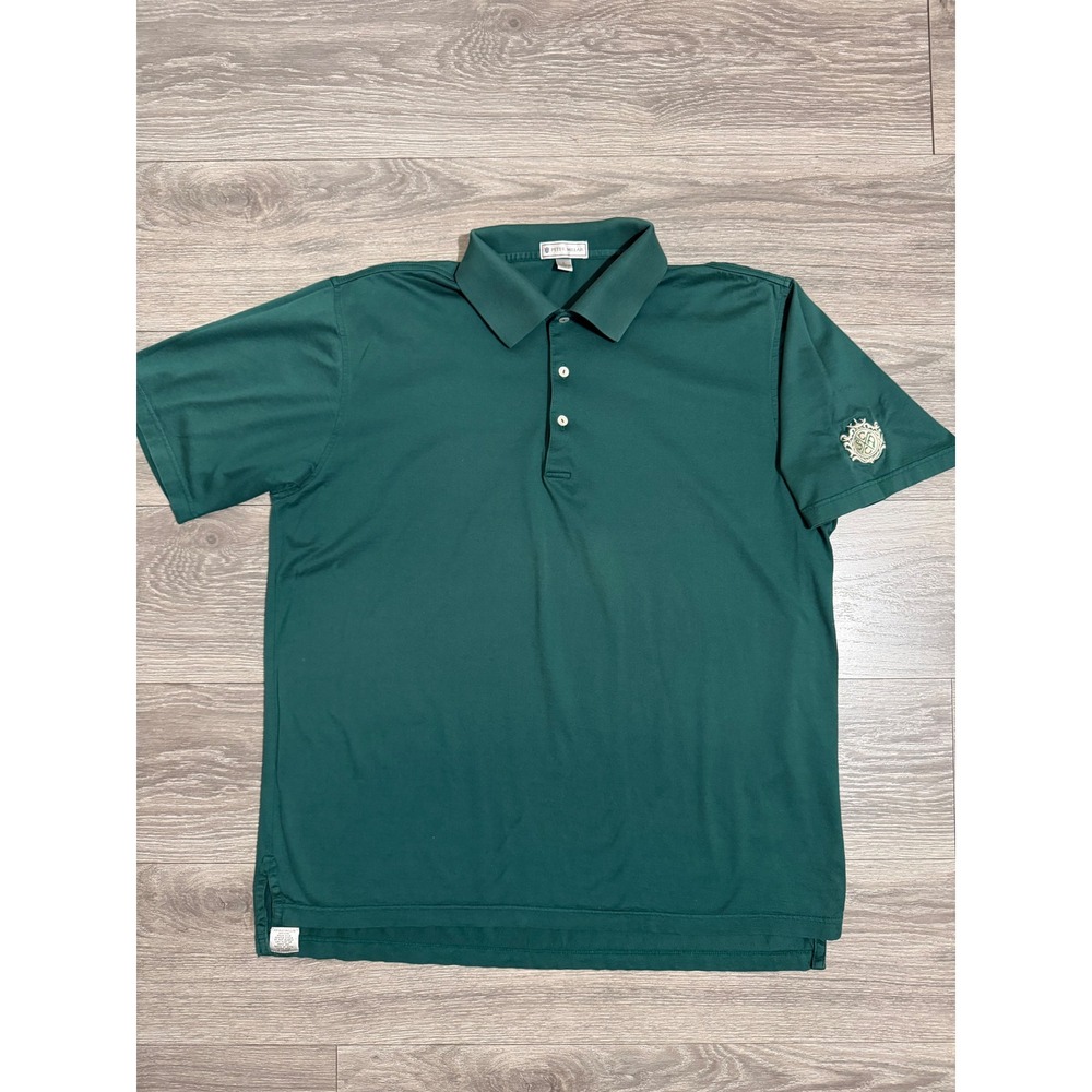 Peter Millar Mens Vintage 2000s Green Cotton Short Sleeve Polo Shirt Large